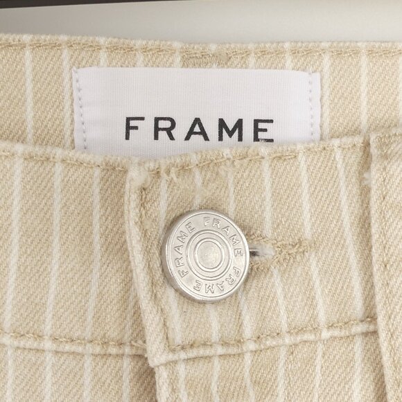 FRAME Le Jane Crop Tan & White Stripe Denim Jeans Size 25 - Picture 9 of 11